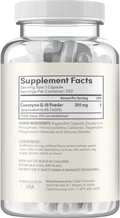 Quick Absorption CoQ10 200mg, Potent Antioxidant for Heart Energy and Aging Support, 200 Servings