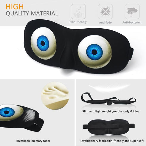 Tphon Eye Sleep Mask – Funny Blindfold for Women, Men & Kids, Upgraded 3D Contoured 100% Blackout Sleeping Mask