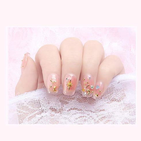 WOKOTO 6 Boxes Gold Nail Charms Studs, 3D Nail Art Jewelry Decoration Kit with Tweezers and Picker Pencil