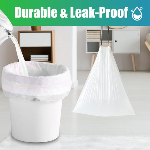 CHARMOUNT Drawstring 4 Gallon Trash Bags, Small Unscented Garbage Bags, 60 Count