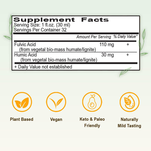 Vital Earth Minerals Fulvic Humic Mineral Blend Liquid - 32 Oz, Fulvic Acid Supplement with 70+ Trace Minerals