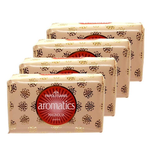 Papoutsanis Greek Aromatic Soaps - Magnolia, 4 x 125gr Bars with Free US Shipping