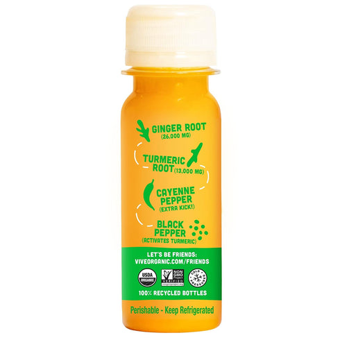 Immune Immunity 2 Oz (Pack 12) Vive Organic Support Shot, Cold-Pressed Ginger, Turmeric & Cayenne, Gluten Free, Vegan