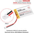 YELUFT 2pcs 3.7V 500mAh 1S 1C 403048 PH2.0 Lithium Polymer Battery Rechargeable Batteries with Protective Board