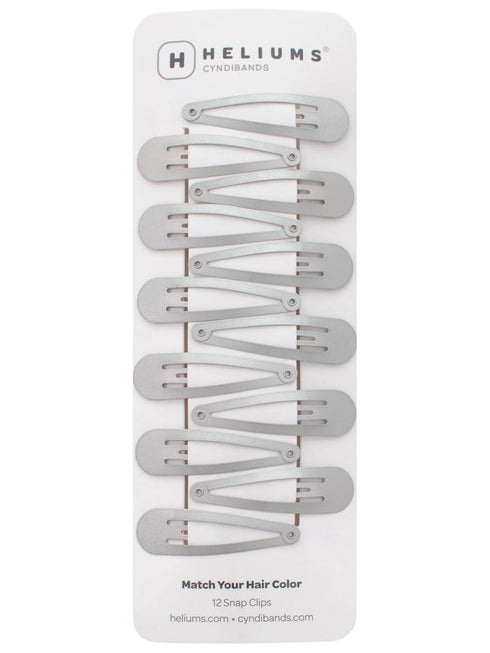 Heliums 2 Inch Snap Clips, Silver Gray Metal Hair Barrettes for Women, Thin Hair and Kids - 12 Count