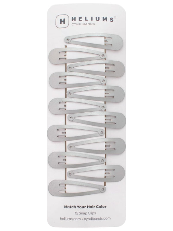 Heliums 2 Inch Snap Clips, Silver Gray Metal Hair Barrettes for Women, Thin Hair and Kids - 12 Count