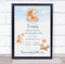 The Card Zoo New Baby Birth Details Christening Nursery Watercolour Foxes Keepsake Gift Print