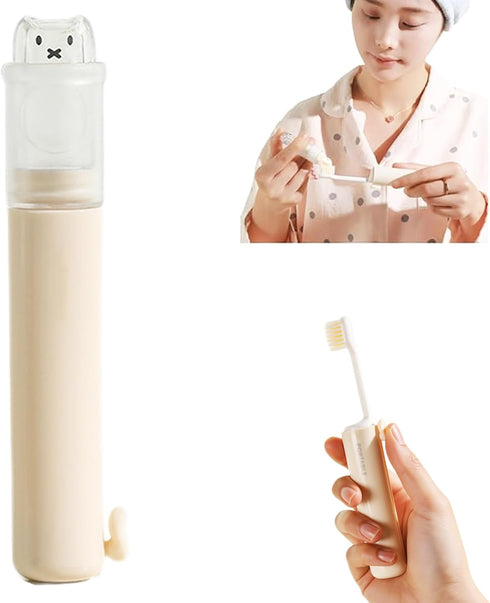 Foldable Travel Toothbrush Set,Portable Mini Travel Toothbrush Set,with Potable Cover Soft Toothpaste