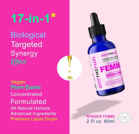Wonder Femme 100% Natural Plant-Based Hormone Balance Supplement for Women, 17 Herbal Ingredients, 2 oz Liquid