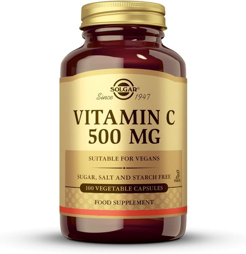 Solgar Vitamin C 500 mg, 100 Vegetable Capsules - Antioxidant & Immune Support, Non-GMO, Vegan