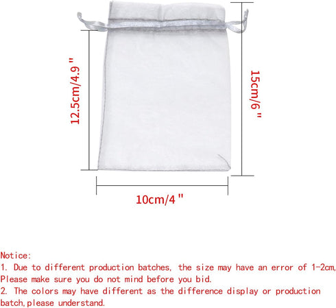 100Pcs Organza Bags with Drawstring, 4x6 Inches Small Mesh Jewelry Candy Pouches for Wedding Party Christmas Favor