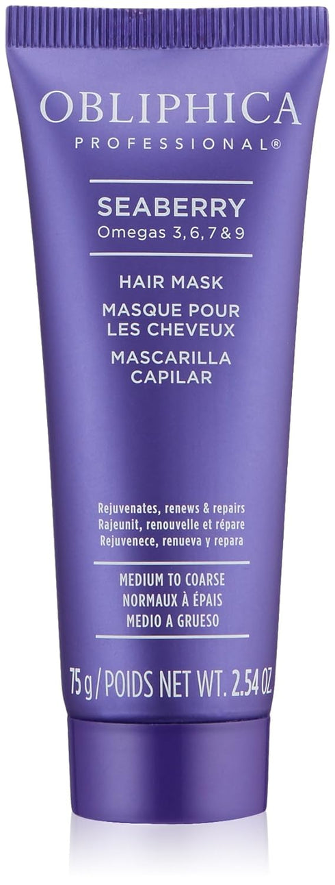 Obliphica Seaberry Hair Mask, Deep Conditioning Hydrating Treatment for Dry Damaged Hair, 2.64 Fl Oz
