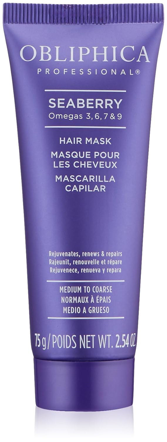 Obliphica Seaberry Hair Mask, Deep Conditioning Hydrating Treatment for Dry Damaged Hair, 2.64 Fl Oz