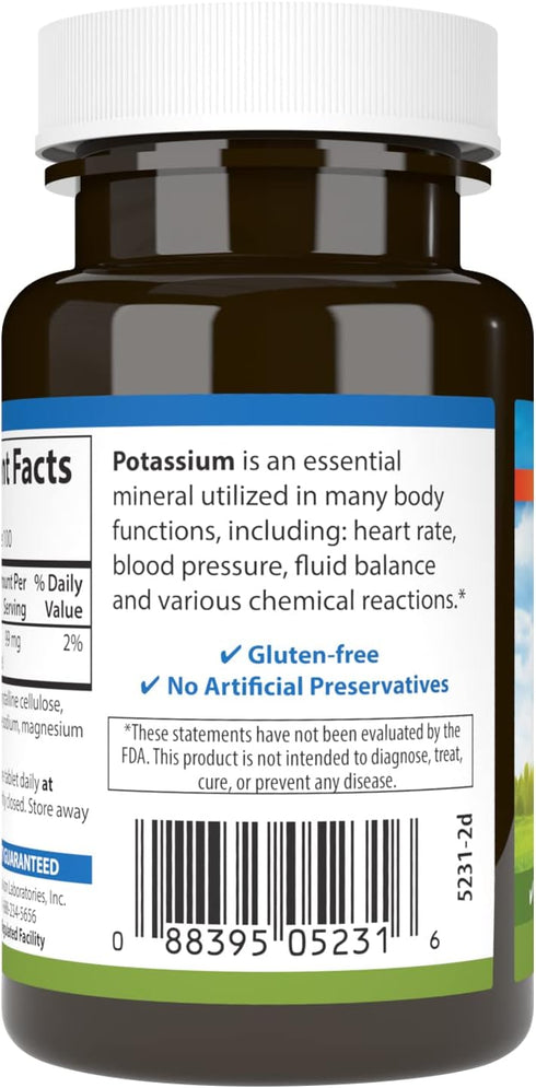 Carlson Potassium 99 mg - Promotes Nerve Health & Muscle Function, 100 Tablets