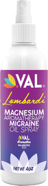 VAL Lombardi Magnesium Aromatherapy Spray – 4 oz, Migraine & Headache Relief Oil with Lavender, Peppermint & Chamomile