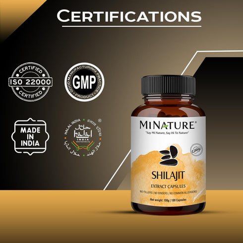 Shilajit Capsules by mi Nature, Non-GMO Extract, 180 Veg Caps, 1000 mg, Promotes Energy & Vitality