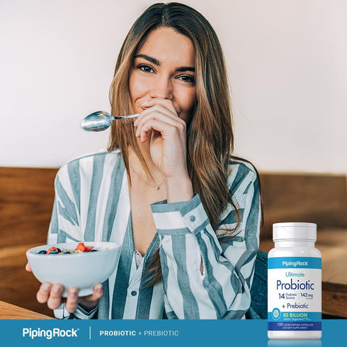 Piping Rock Probiotics with Prebiotics, 100 Vegetarian Capsules, 50 Billion Organisms, 14 Strains, Non-GMO, Gluten Free