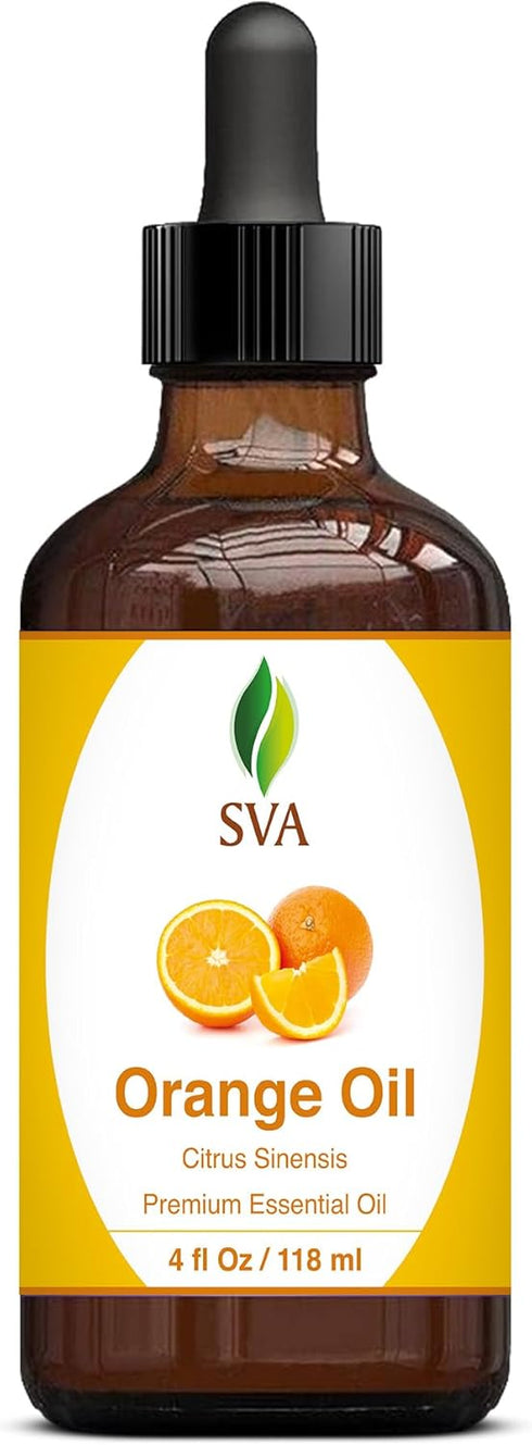 SVA Orange Essential Oil - 4oz (118ml) Premium Essential Oil with Dropper for Diffuser, Aromatherapy, Skin Care