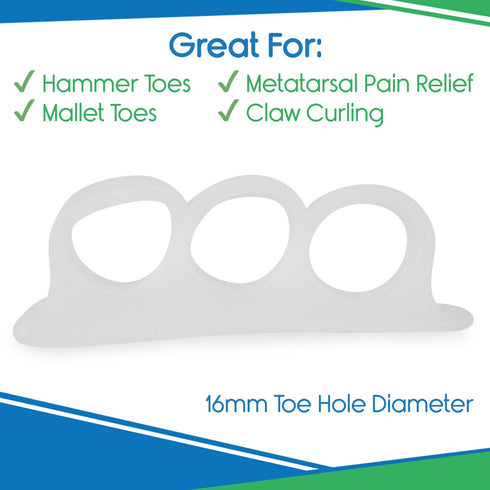 VIVEsole Hammer Toe Corrector, 4pc Cushioned Gel Straightener Loops, Toe Support Cushion Brace for Bunion Foot Relief