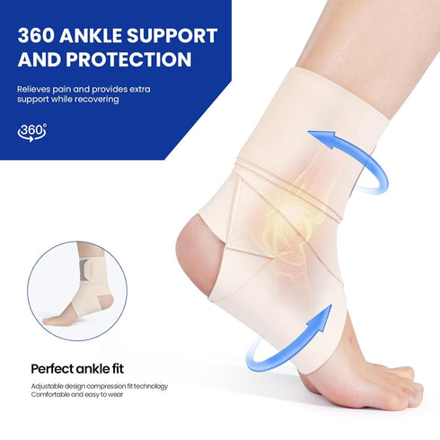 Galvaran Ankle Support Brace,Breathable Polyester Material, Super Elastic and Comfortable, Adjustable Compression Ankle Brace for Sports Protection,One Size Fits Most for Men & Women