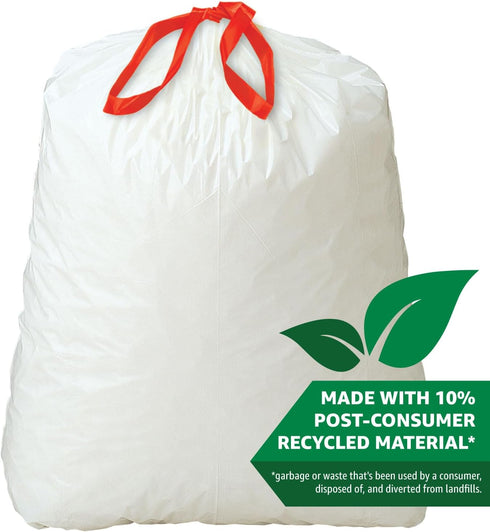 Amazon Basics Tall Kitchen Trash Bags (13 Gallon, 10% Post Consumer Recycled Content) - Unscented, 200 Count