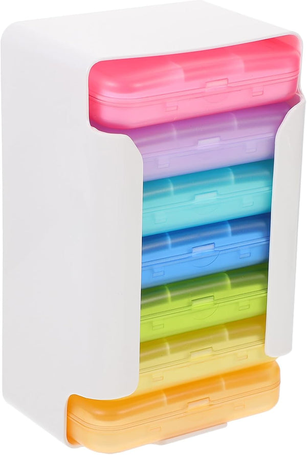 ZUNOXAZ Weekly Pill Organizer Travel Case 7-Day Portable Pill Box with 6 Large