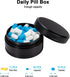 Portable Metal Pill Box - Single Waterproof Pill Container for Travel, Daily Round Aluminium Medicine Organizer Holder