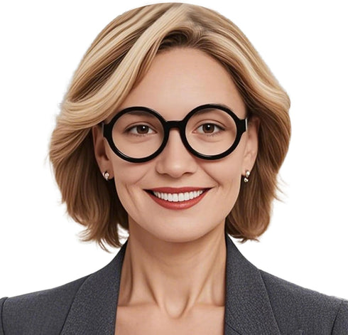 OCCI CHIARI Round Reading Glasses for Women, Fashion Reader 0 1.0 1.5 2.0 2.5 3.0 3.5 (Black, 3.0)