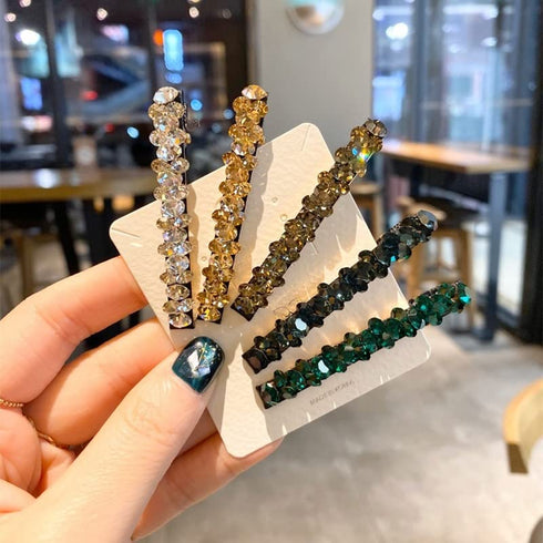 Vpang 2 Pcs Shiny Rhinestone Hair Barrette Clip and Bobby Pins for Women