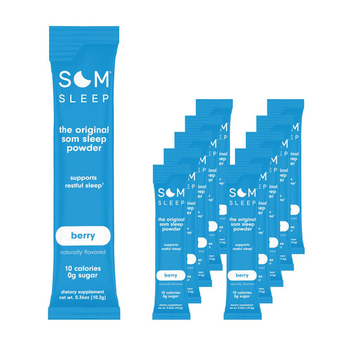 Som Sleep | Restful Calm Sleep Powder Drink Mix with Melatonin, Magnesium | 10-Pack, Vegan, Zero Sugar, Keto Friendly