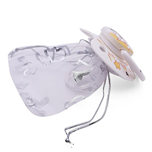 Large Shield Sensory Pacifier Gemini Cat Design Calming Tool with Clip & Case Soft Silicone Soother for Stress Relief
