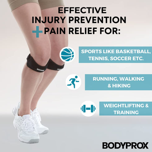 Bodyprox Patella Tendon Knee Strap, 2 Pack Knee Pain Relief Support Brace for Hiking, Soccer, Basketball