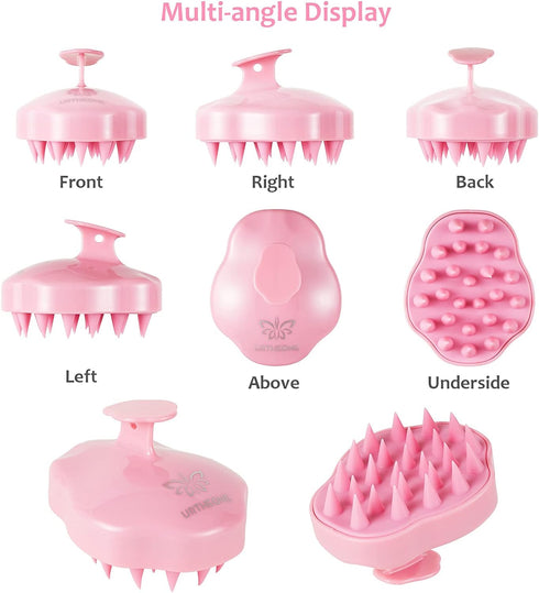 Soft Silicone Hair Scalp Massager Shampoo Brush for All Hair Types, Pink Hair Care Tool for Men, Women, Kids
