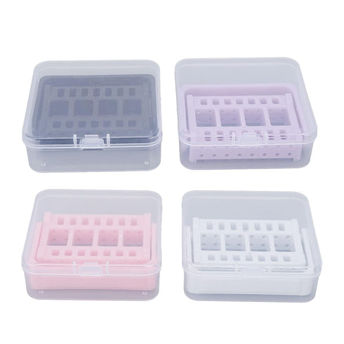 Nail Drill Bit Case, 4Pcs Nail Drill Bit Holders, Dustproof Organizer Box for Nail Drill Tips