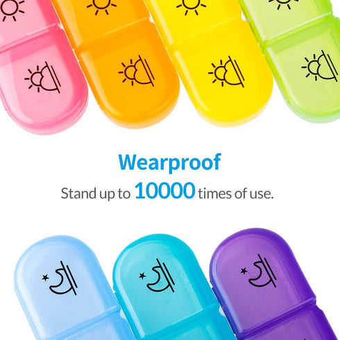 ZIKEE Compact Weekly Pill Organizer 3 Times a Day - 7 Day Pill Box with Roomy Case for Vitamins, Fish Oils, Supplements