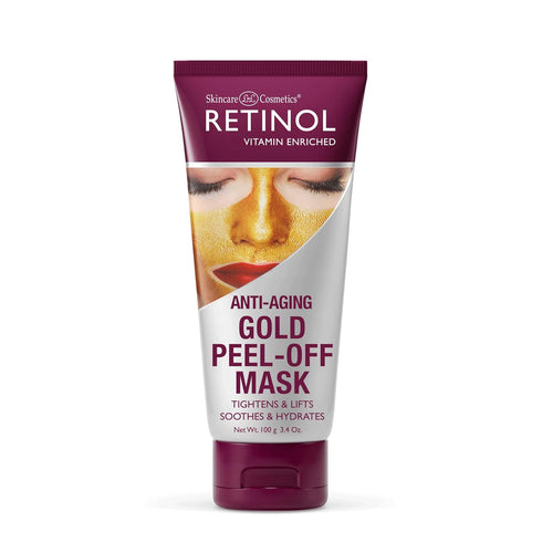 Retinol Gold Peel-Off Mask - Tightens, Lifts, Soothes & Hydrates Skin - Real Gold & Flower Extracts Nourish
