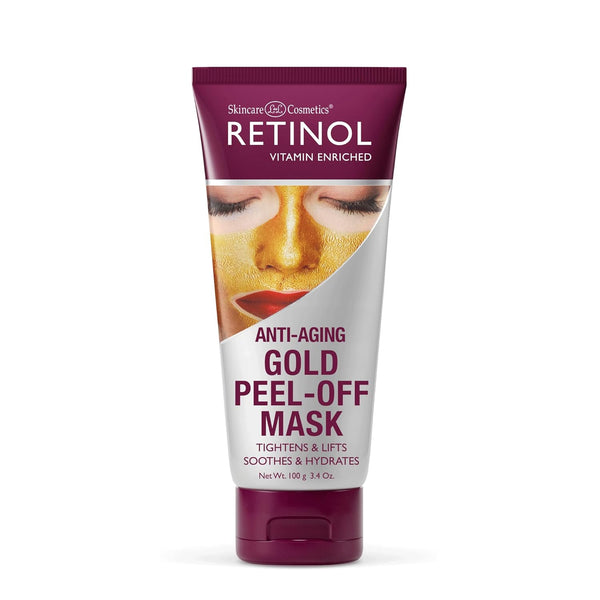 Retinol Gold Peel-Off Mask - Tightens, Lifts, Soothes & Hydrates Skin - Real Gold & Flower Extracts Nourish