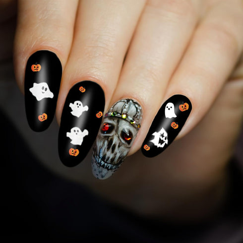 TailaiMei 1500 Pcs Halloween Nail Decals Stickers - 12 Sheets Self-Adhesive DIY Nail Art Tips Stencil for Halloween
