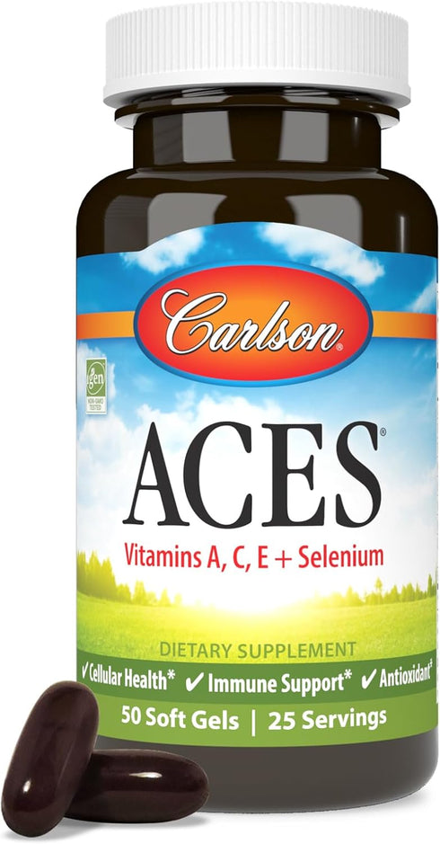 Carlson - ACES, Vitamins A, C, E + Selenium, Cellular Health & Immune Support, 50 Softgels
