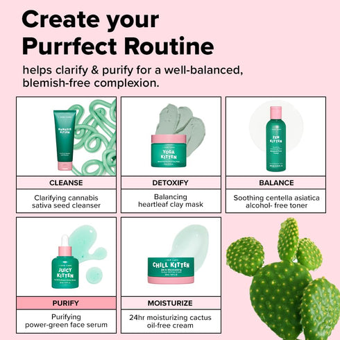 I DEW CARE Juicy Kitten | Korean Skin Care Purifying Power-Green Face Serum with Niacinamide, Vegan, Cruelty-free