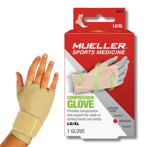 MUELLER Sports Medicine Arthritis Compression Glove, Hand and Wrist Support, Large/X-Large, Beige