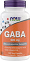 NOW Supplements GABA 500mg Capsules - Premium Stress Relief Supplement, Vegetarian & Vegan - 300 Count