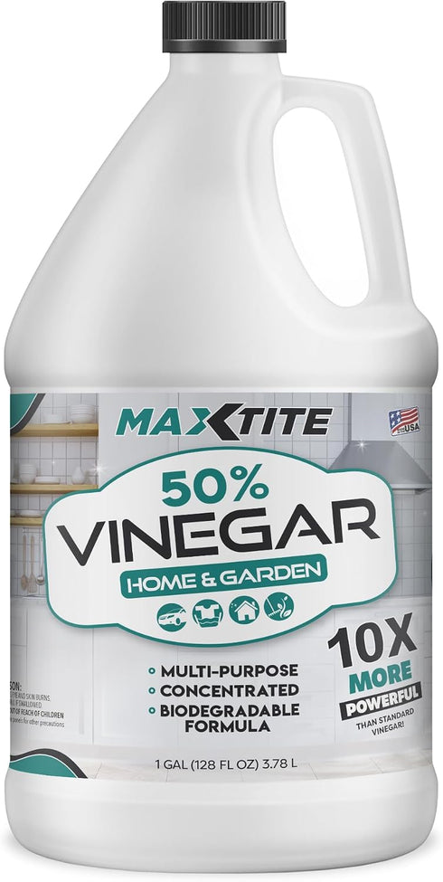 MAXTITE High-Strength 50% Pure Concentrated Vinegar for Home & Garden Cleaning 10x Power