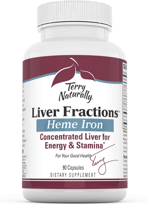 Terry Naturally Liver Fractions - 90 Capsules, Beef Liver Concentrate for Energy & Stamina, Non-GMO