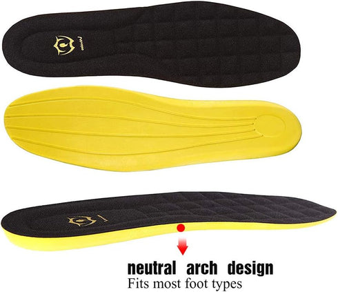 Premium Cushioning Orthopedic Shoe Insoles with Arch Support - Thick Memory Foam for Heel Pain & Plantar Fasciitis, Men