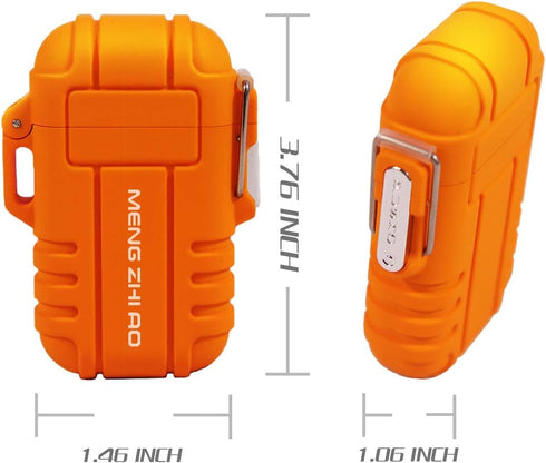 Outdoors Waterproof Lighter - USB Electronic Rechargeable Double Arc Plasma Lighter for Camping, Hiking, BBQ (Orange)