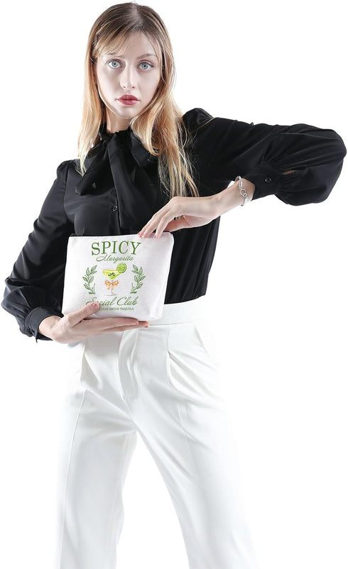 POFULL Margarita Social Club Tequila Gift, Spicy Margarita Cosmetic Bag for Girls Trip