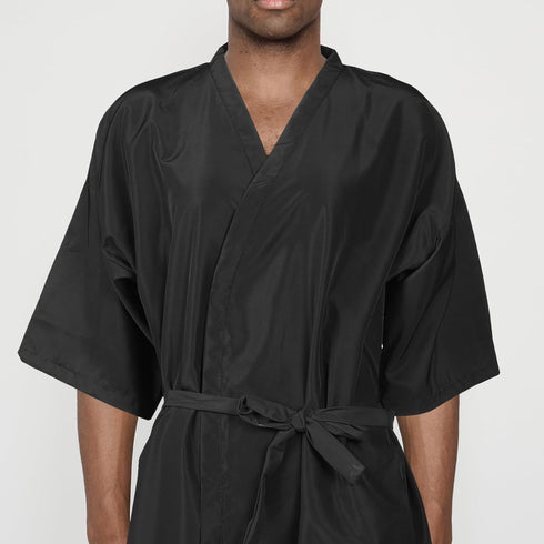 Lurrose Salon Client Gown Robes - Kimono Style Hair Cutting Smock for Clients, Black