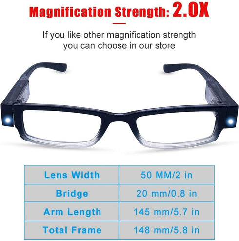 3 Pack Reading Glasses with Lights, Magnifying Glasses with Bright LED for Men and Women