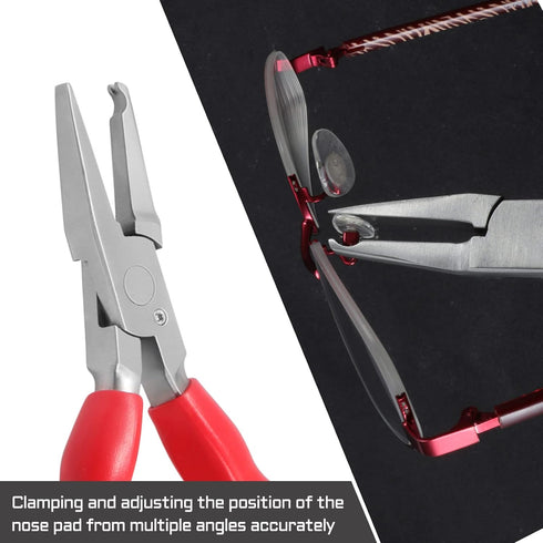 6 Inches Nose Pad Plier for Adjusting Eyeglass Arms, Stainless Steel Optical Hand Tool with Screwdriver
